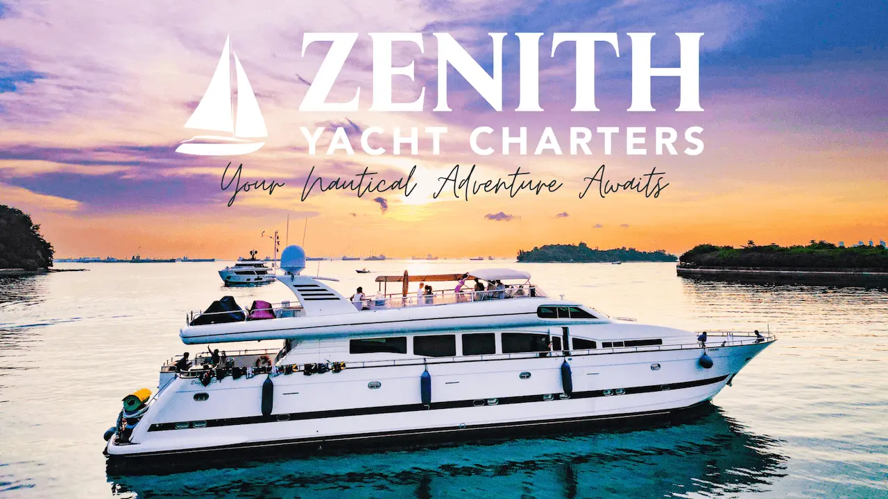 Luxury yacht charter cruising at sunset
