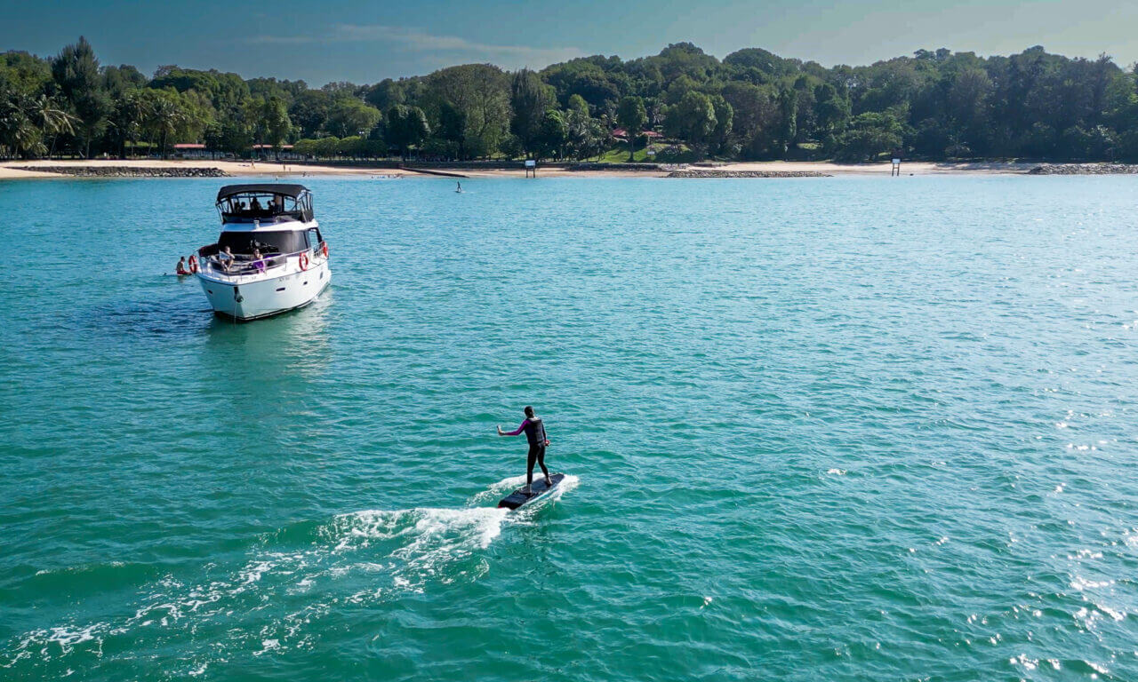 water activities with efoil, jet ski, water toys on yacht charters in Singapore