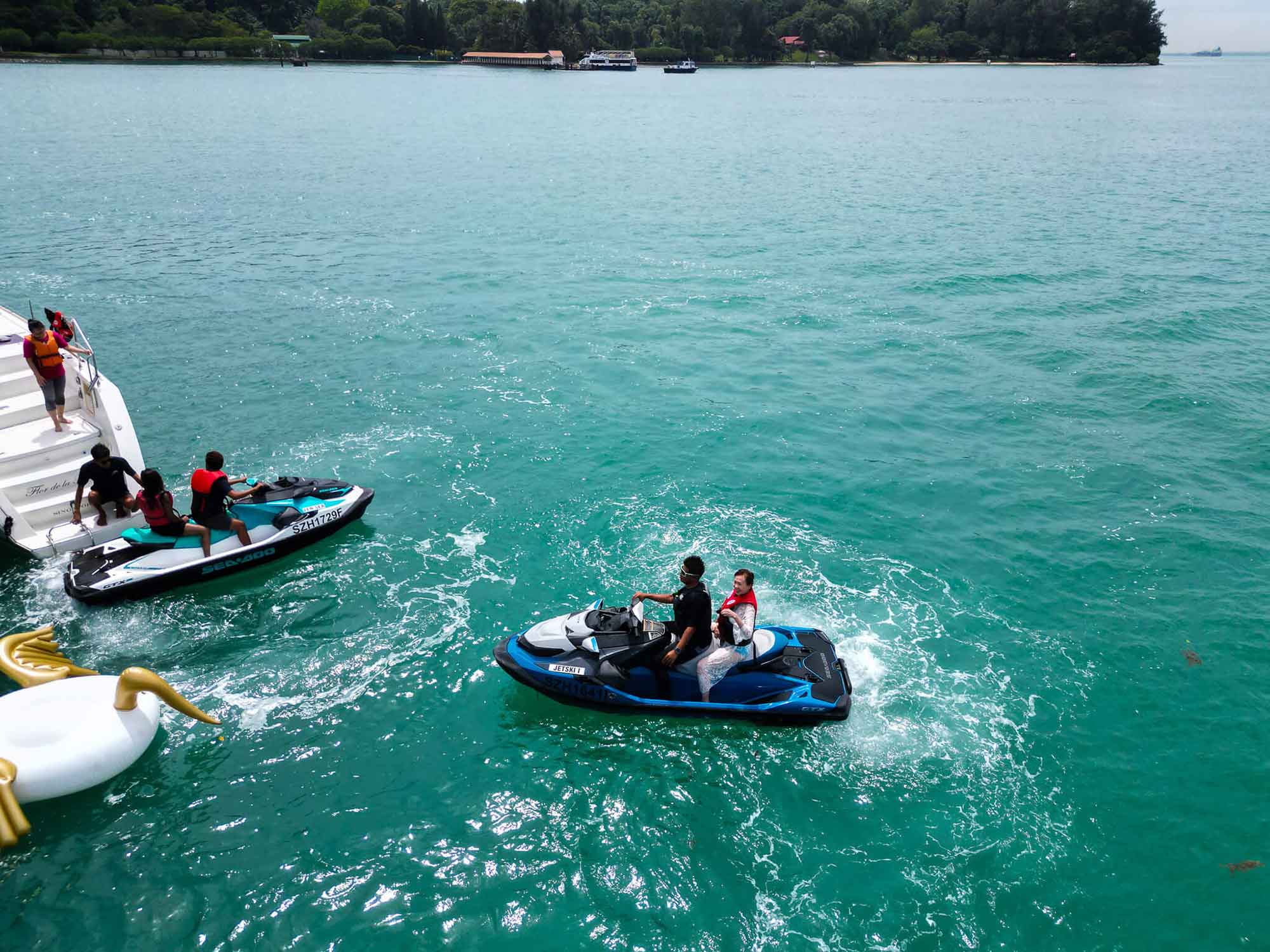 water activities with efoil, jet ski, water toys on yacht charters in Singapore