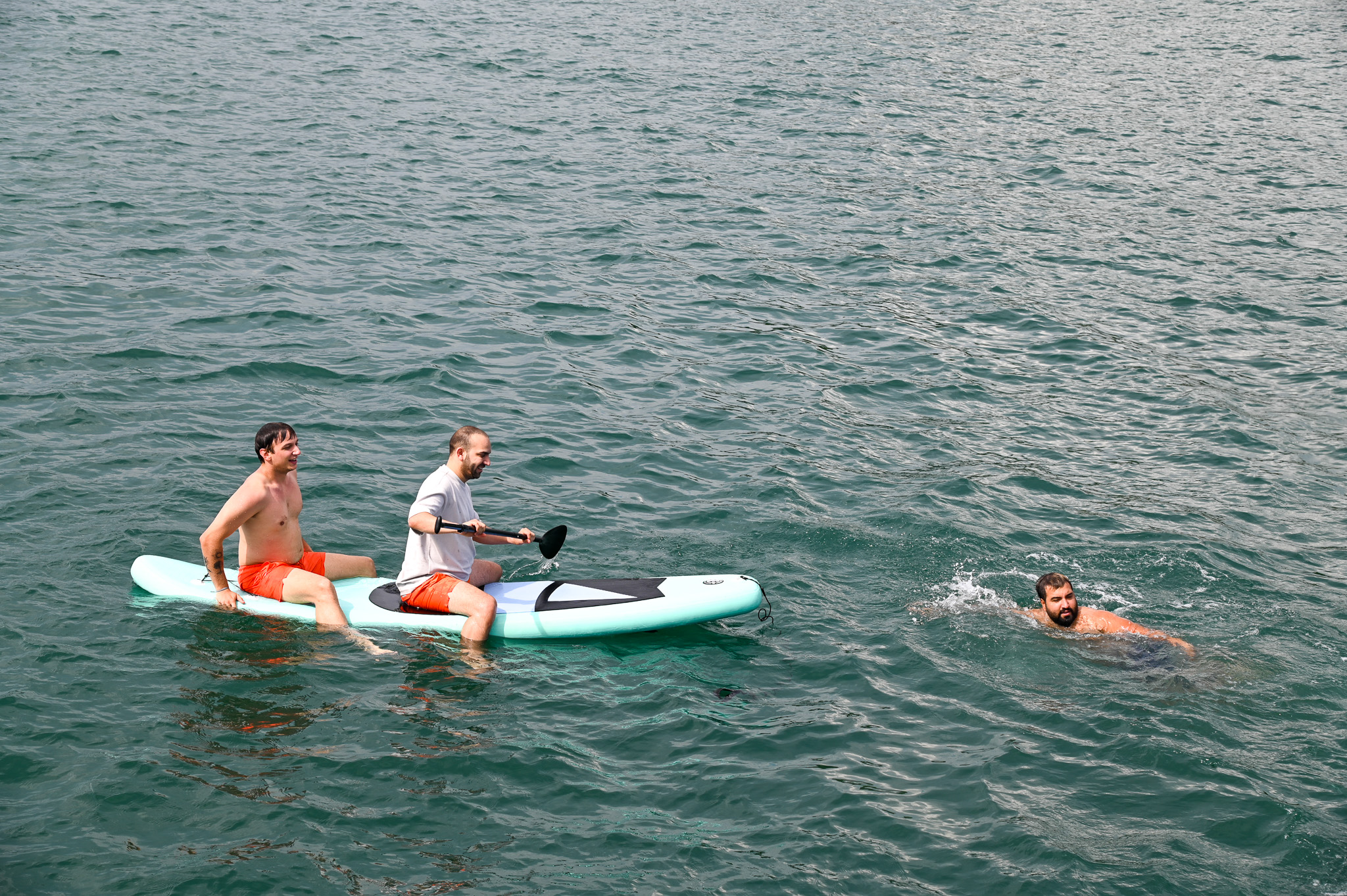 water activities with giant slide, giant float and water toys on yacht charters in Singapore