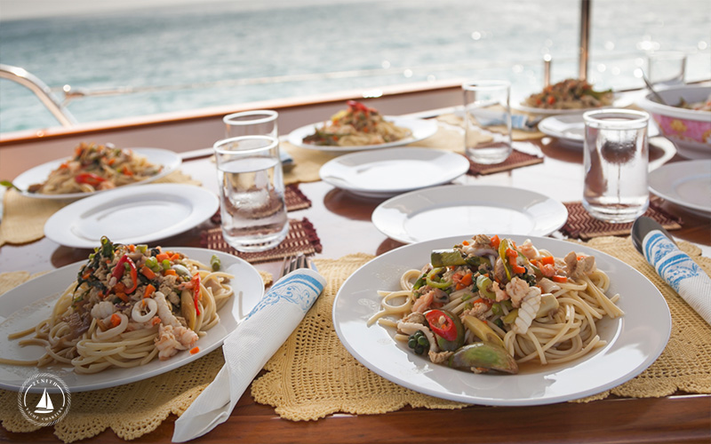 Luxury yacht dining