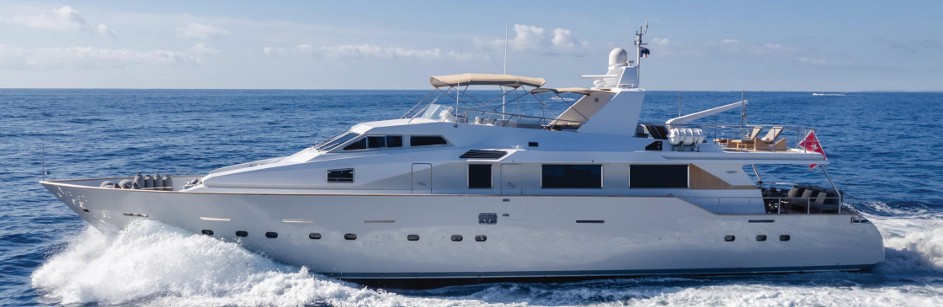 Motor yacht cruising on open sea