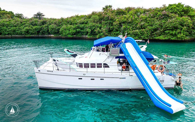 Water-slide-activities-on-a-chartered-yacht